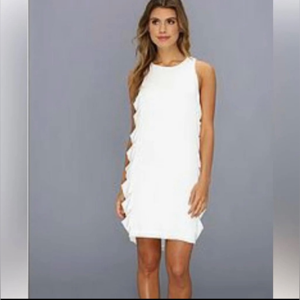 BGBG Eden Crepe White dress - size 10 with side detail